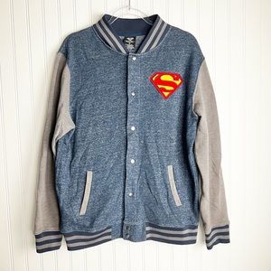 Preowned DC Comics Unisex Superman Varsity Style Fleece Jacket